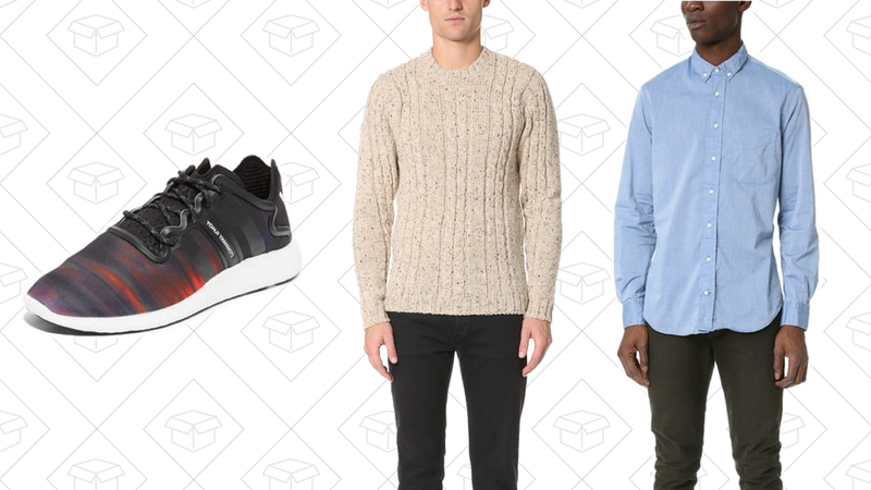 Y-3 Yohji Running Shoes, $238 | Howlin’ Kolari Sweater, $157 | Gitman Vintage Chambray Oxford Shirt, $125